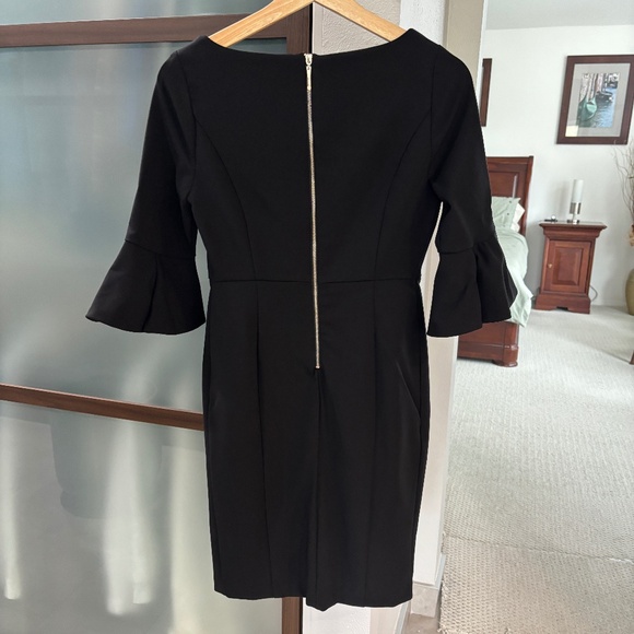 White House Black Market Bell Sleeve Sheath Dress - Black Size 2P - Picture 4 of 12